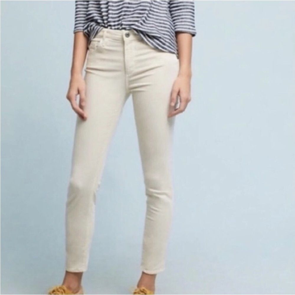 AG Adriano Goldschmied The Stevie Ankle Slim white Cream velvet Straight Jean